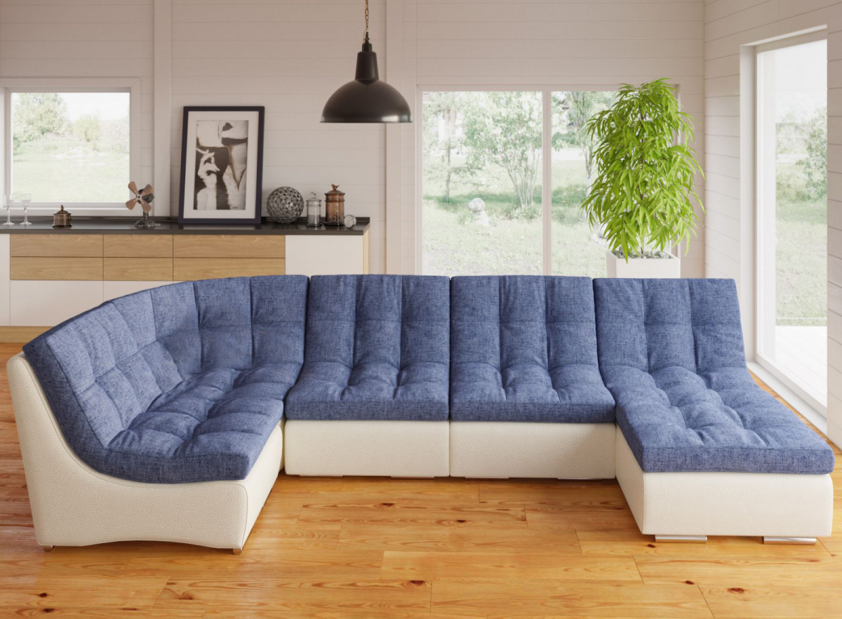 Модульный угловой диван релакс Монреаль синий