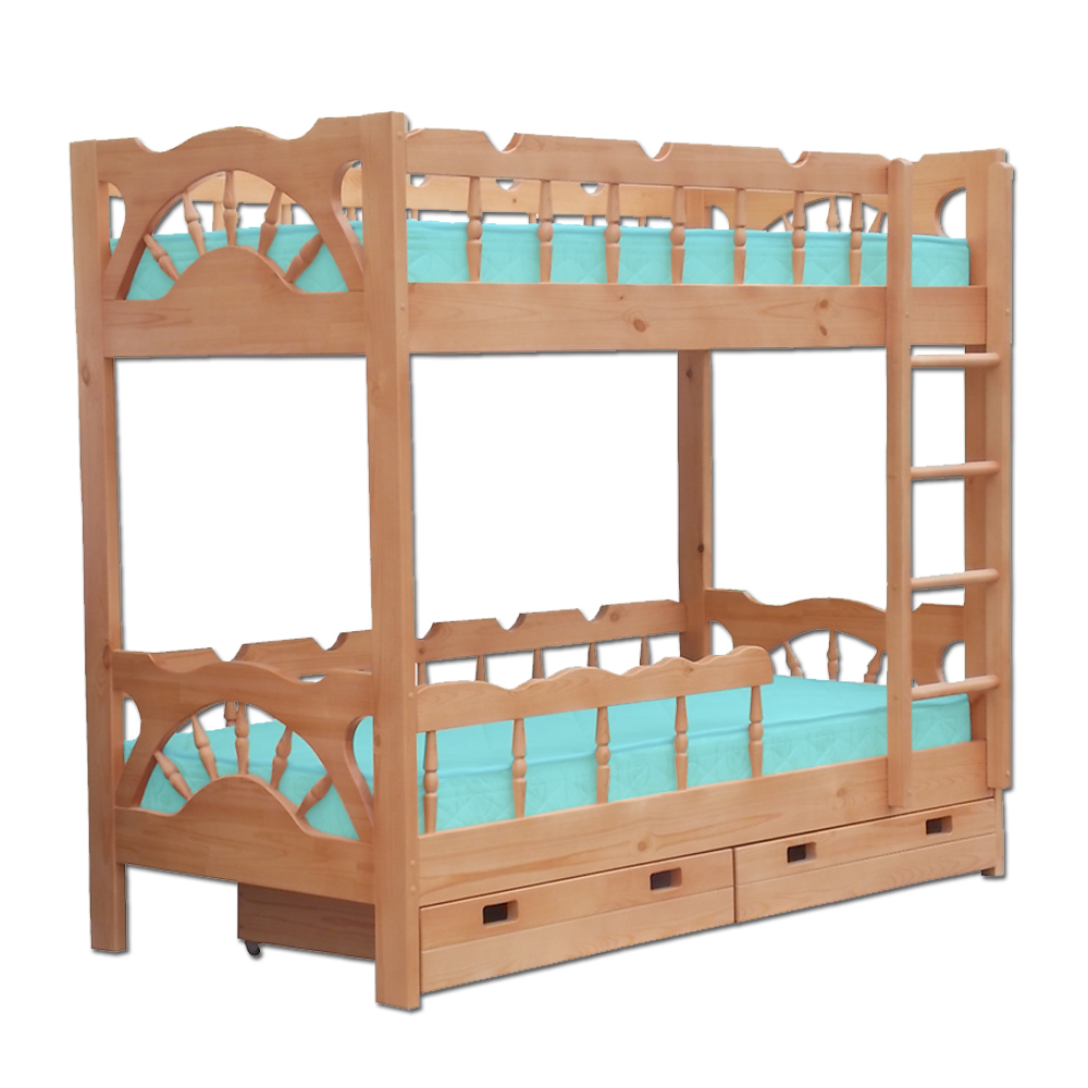 детская двухъярусная кровать с бортиками для малышей